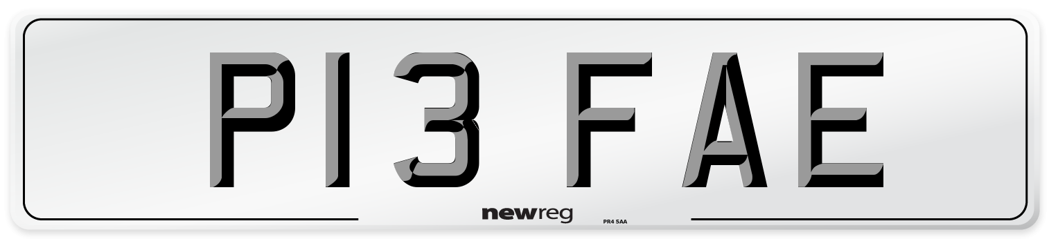 P13 FAE Number Plate from New Reg